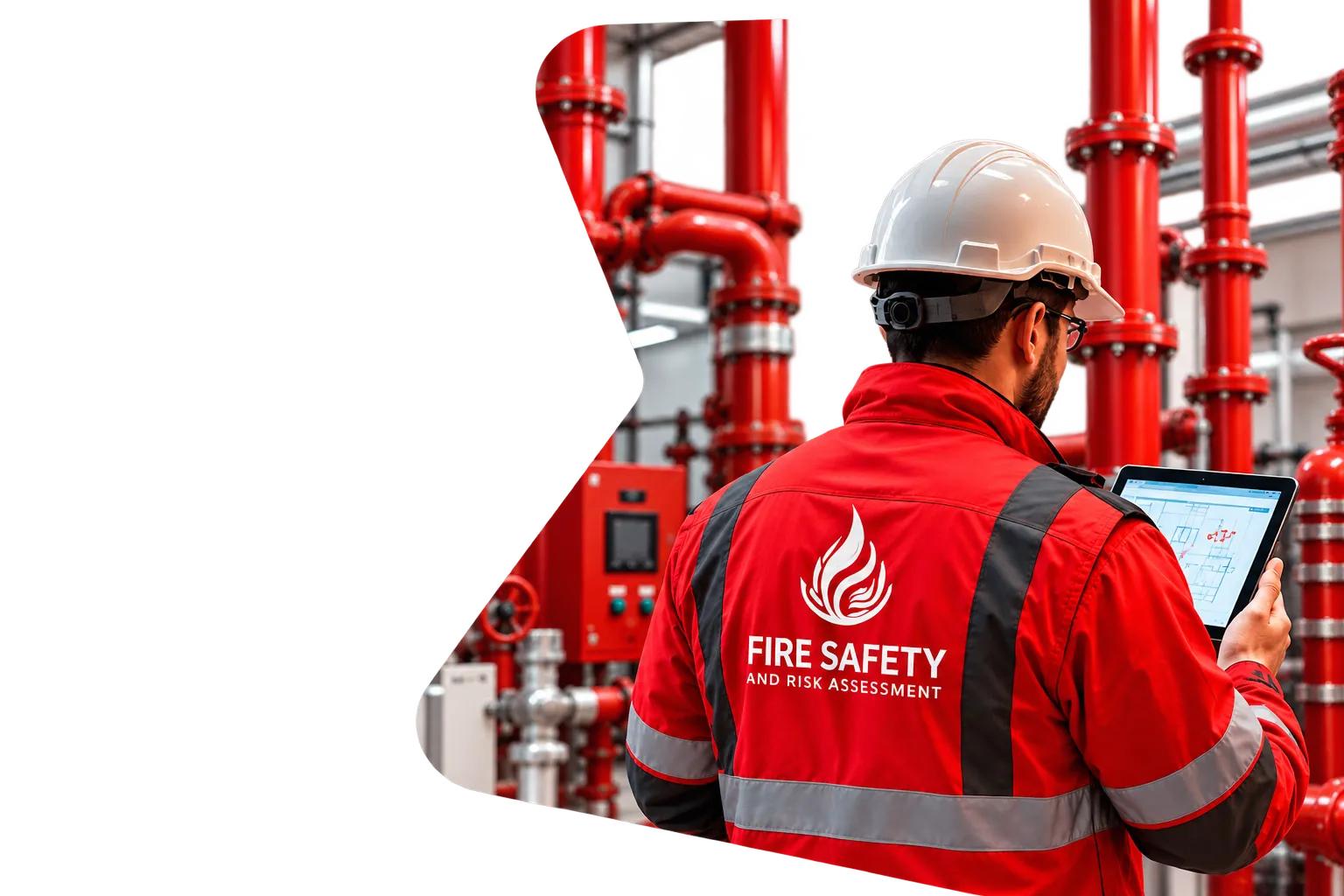 Fire safety professional carrying out a fire safety inspection